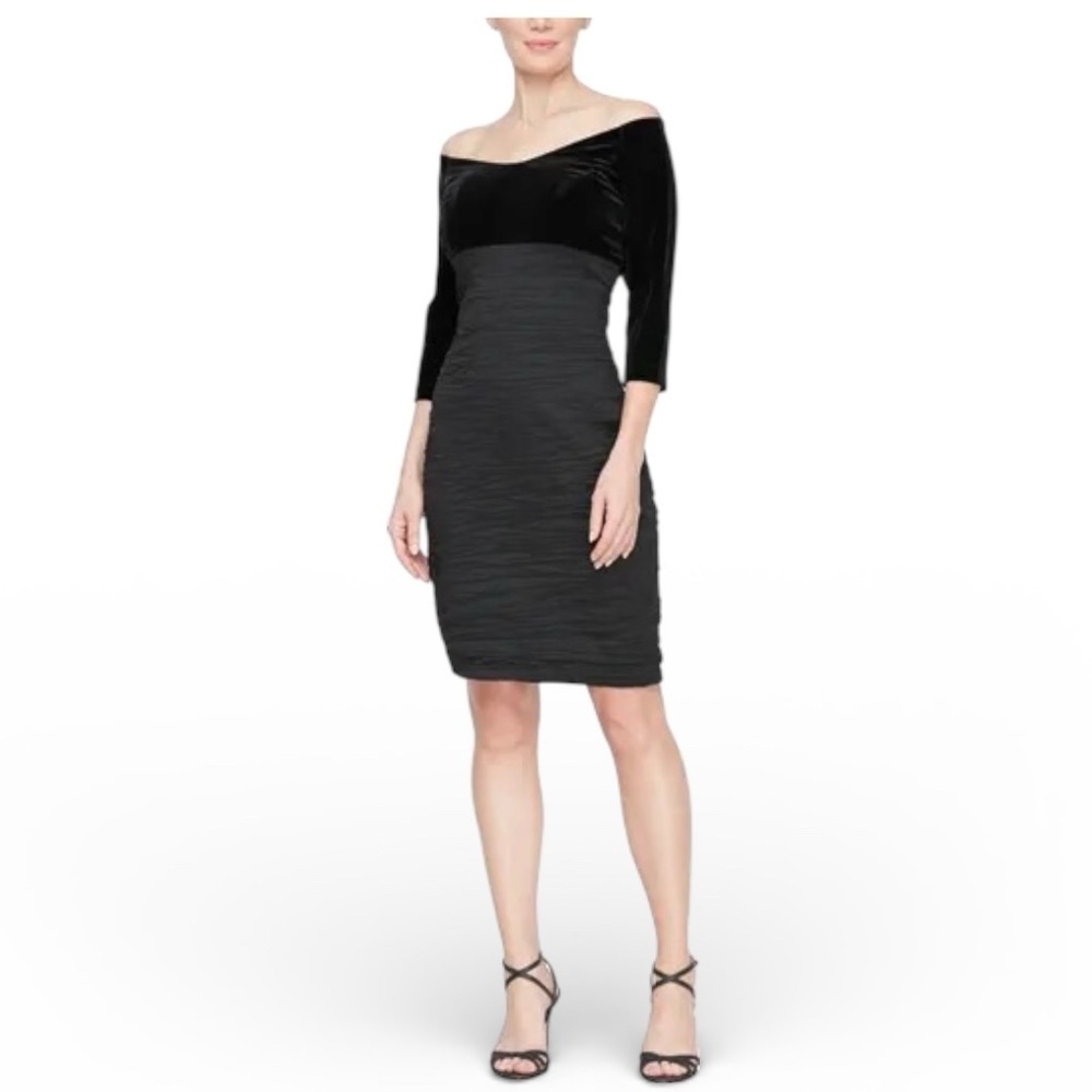 Alex Evenings Off the Shoulder Empire Waist Mini Dress Size 10 NWT